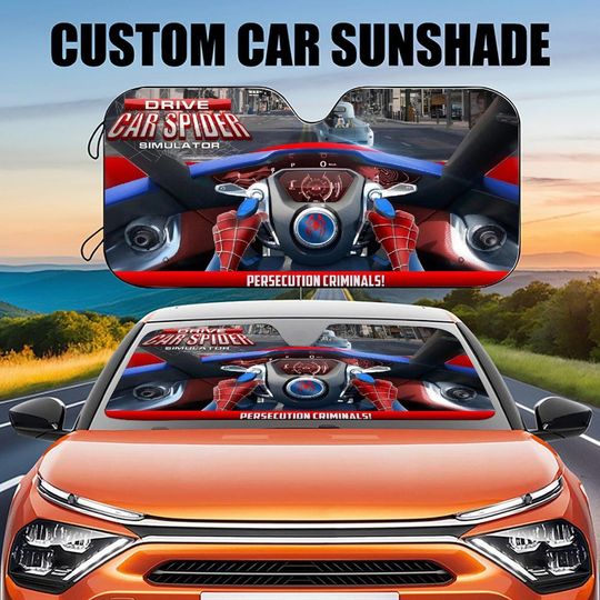 Discover Car Spider Auto Sun Shade, Retro Spider-man Car Windshield, Red fashion car windscreen cover, car sunshade, Car Windshield Car Accessories