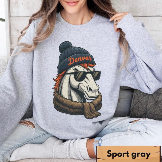 Discover Denver Football Vintage Mascot Sweatshirt T-Shirt, Retro Denver Football Crewneck Shirt, Broncos Football Fans Gift, Sunday Football