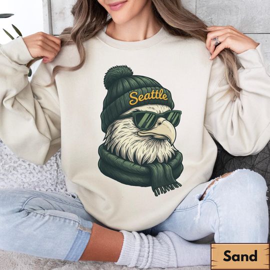 Discover Seattle Football Crewneck Sweatshirt, Vintage Sports Fan Apparel, Trendy Game Day Gift, Unisex Seattle Sweatshirt, Seattle Football Fan