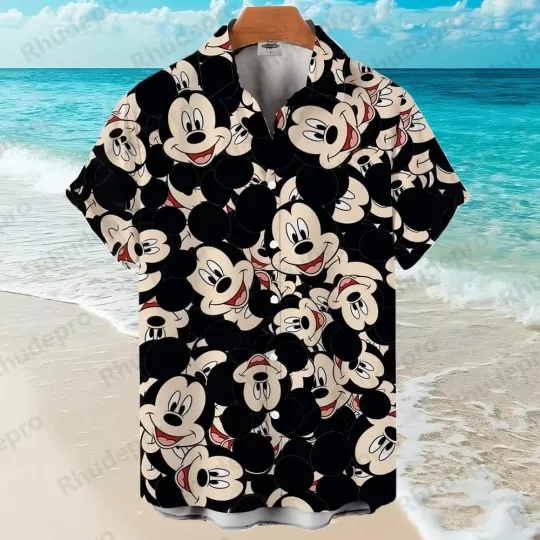 Discover Disney Mickey Mouse Cute Happy Mickey Head Collage Aloha Hawaiian Shirt