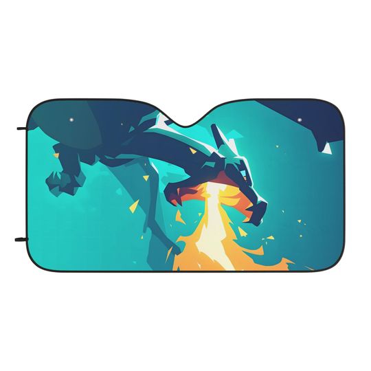 Lizado PKM Car Sun Shade Anime Auto Windshield Cover | Kawaii Cartoon Sunshade | UV Protection Car Accessory | Gift for Anime Fans