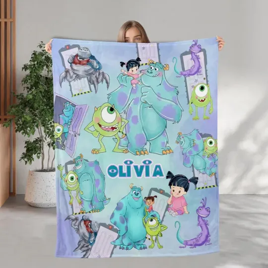 Discover Disney Monsters University Sully Mike Wazowski Boo Door Customize Fleece Blanket
