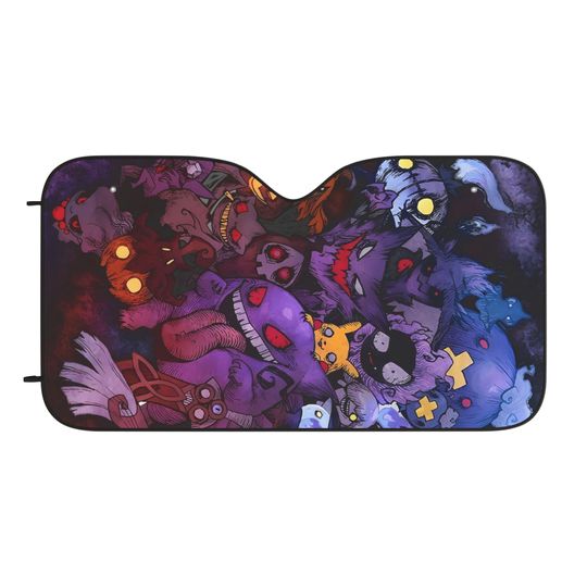 Gengarsr PKM Car Sun Shade Anime Auto Windshield Cover UV Protection Car Accessory