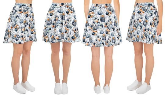 Pumpkins Autumn Fall Thanksgiving Halloween Skater Skirt
