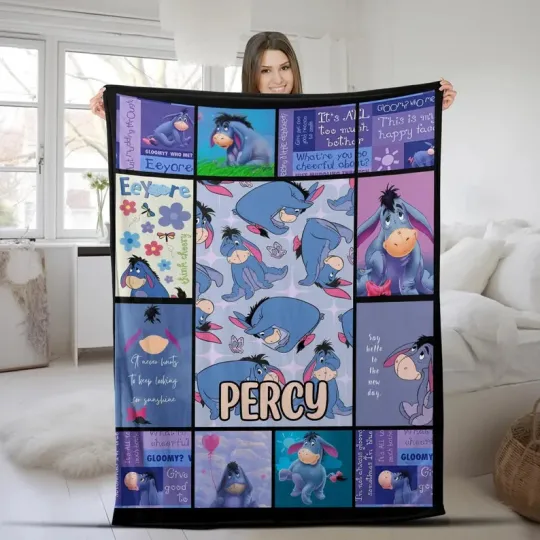 Discover Disney Winnie The Pooh Eeyore Pooh Bear Cute Actions Customize Fleece Blanket