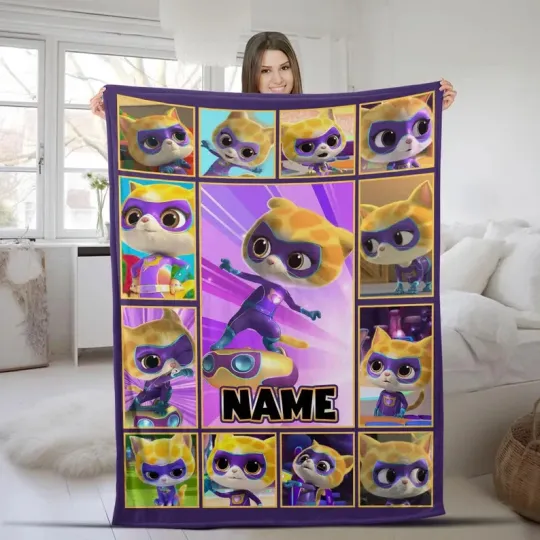 Disney Superkitties Sparks Cute Purple Super Cat Customize Fleece Blanket
