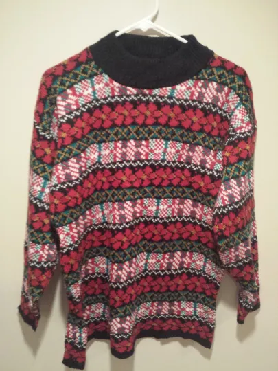 Vintage Ugly Christmas Sweater Tacky - Large L Red Croquet Horizontal Holidays!