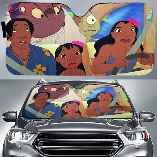 Discover Lilo And Stitch Car Sun Shade, Nani Pelekai David Kawena Jumba Jookiba Pleakley
