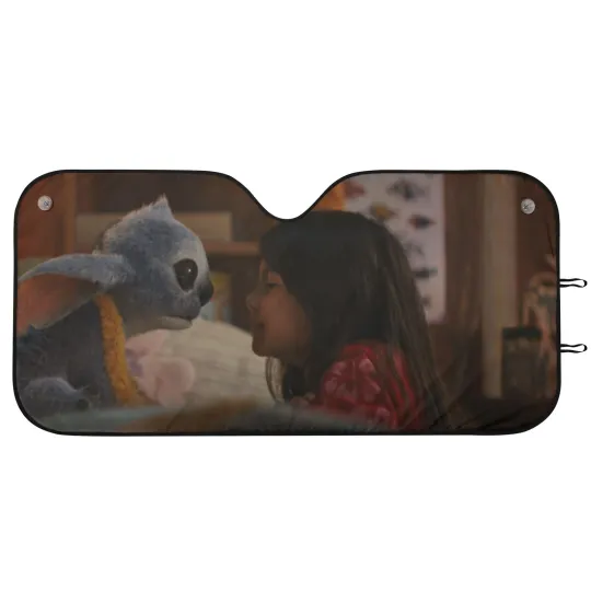 Discover Disney Lilo & Stitch Car SunShade Windshield Cover Cute Scene UV Shield Gift
