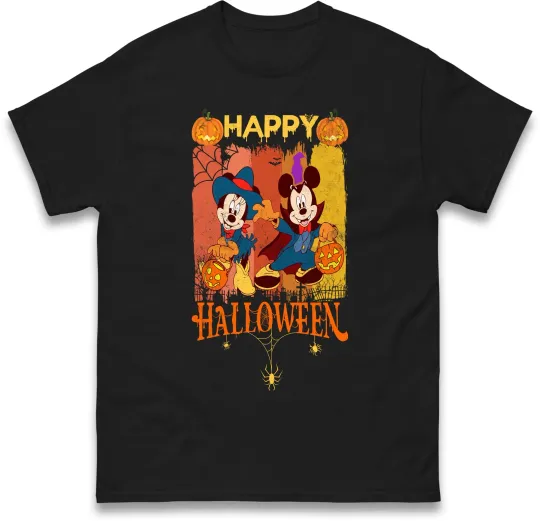 Discover Mickey Mouse Happy Halloween T-Shirt for Men Women Unisex Halloween Night Party Top