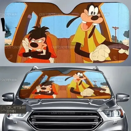 Discover Funny Goofy And Max Car Sun Shade, Disney Goofy Movie Auto Sunshade, Goofy And M