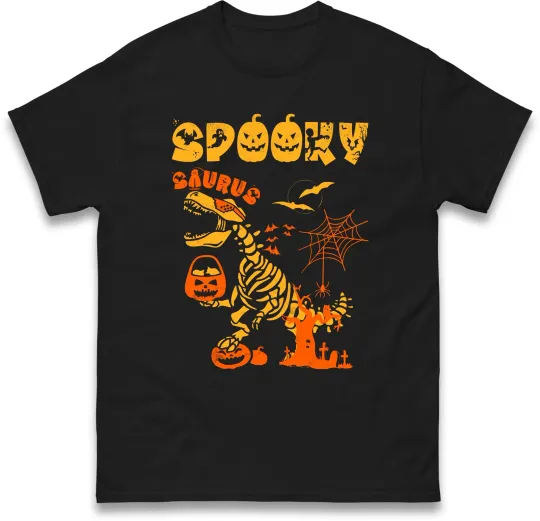 Discover Spooky Funny Dinosaur Halloween T-Shirt for Horror Night Party