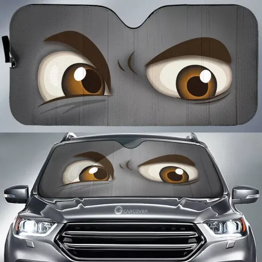 Discover Disney Car Sun Shade, Gray Challenging Car Eyes Sun Shade Custom Funny Car