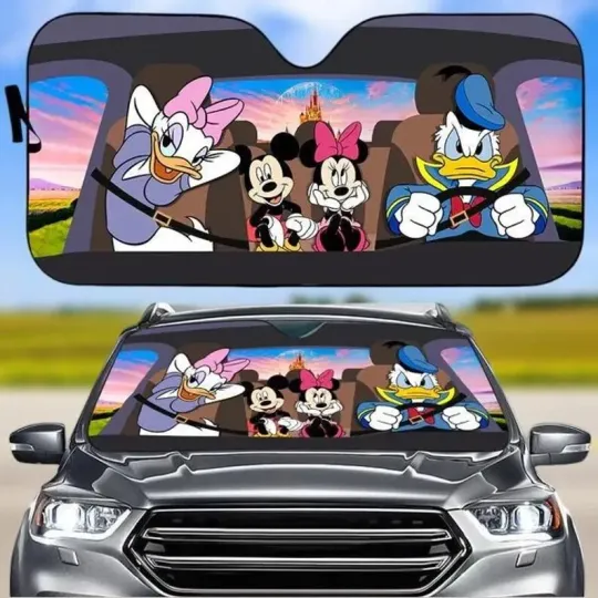 Discover Mickey And Friends Car Sun Shade, Disney Friends Auto Sunshade, Donald Duck