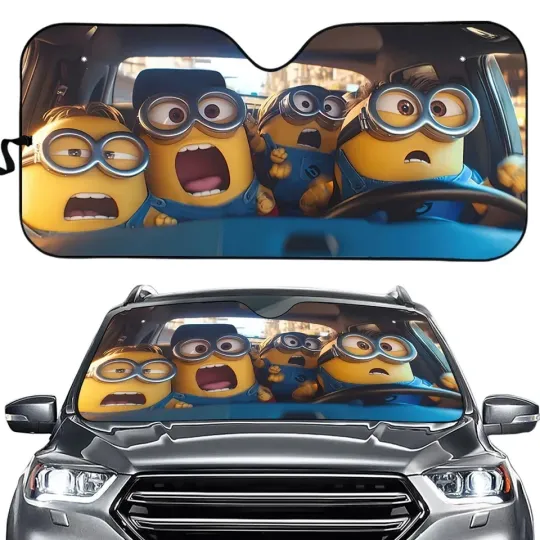 Discover Minions Car Sun Shade, Movie Auto Sunshade, Trip Accessory, Movie Car Sun Shade