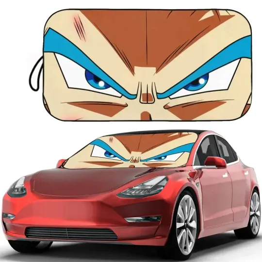 Discover Cartoon Anime Car Sunshade, Fun Polyester Roll-up Front Windshield Cover, Univer