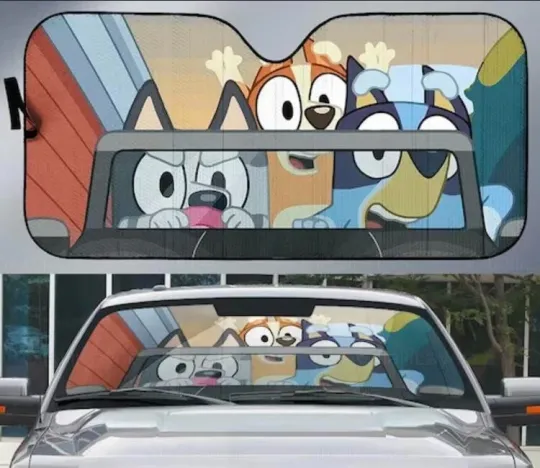 Discover BlueyDad Cartoon Movie Car Sunshade, Auto Car Windshield Sunshade