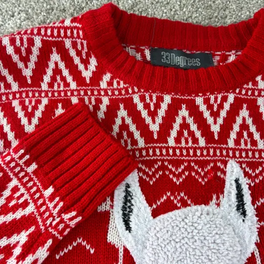 Discover 33 Degrees Ugly Christmas Sweater Llama Fair Isle Red White Holiday Casual S