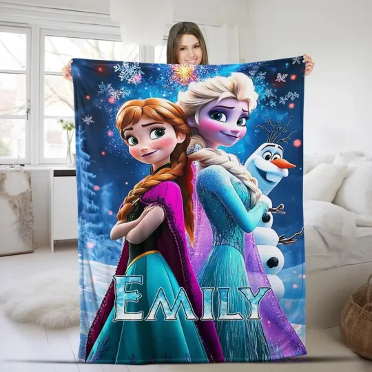 Discover Disney Frozen Princess Elsa Back On Back Anna Customize Fleece Blanket