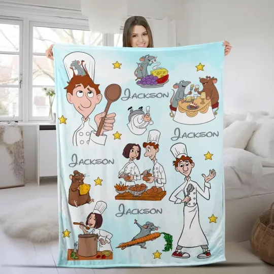Discover Disney Ratatouille Remy With Chef Couple Customize Fleece Blanket