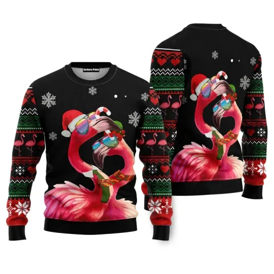 Discover Flamingo Couple Ugly Christmas Sweater Flamingo Lover Xmas Sweatshirt Gift