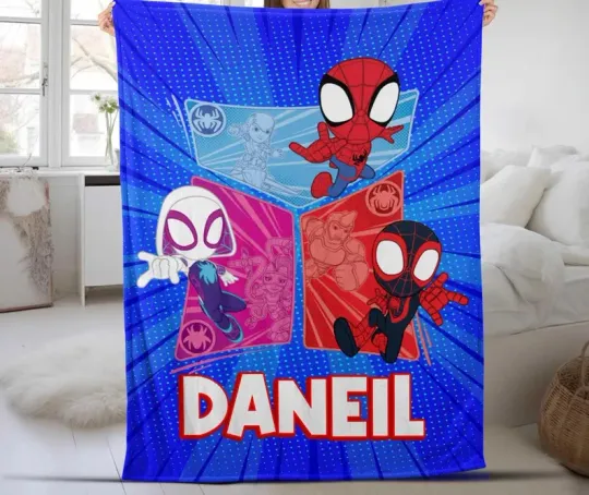 Discover Disney Spidey And His Amazing Friends Cute Battle Pose Customize Fleece Blanket