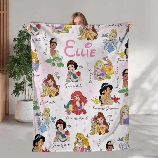 Discover Disney Princess Cinde Snow White Belle Jasmine Customize Fleece Blanket