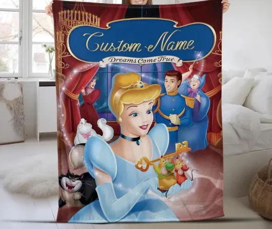 Discover Disney Cinde Princess Dreams Come True Customize Fleece Blanket