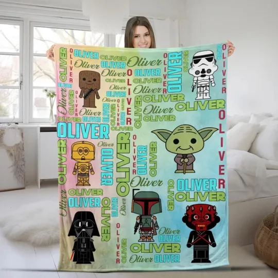 Disney Star Wars Cute Characters Galaxy Edge Christmas Customize Fleece Blanket