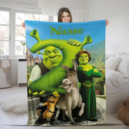 Discover Disney Shrek 2 Cute Donkey Cat Knight Customize Fleece Blanket