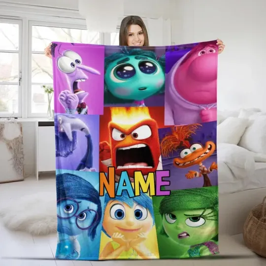 Discover Disney Inside Out Emotion Characters Cute Funny Customize Fleece Blanket