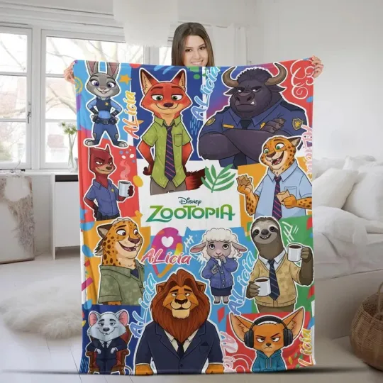 Discover Disney Zootopia 2 Judy Hopps Nick Wilde Cute Artwork Customize Fleece Blanket
