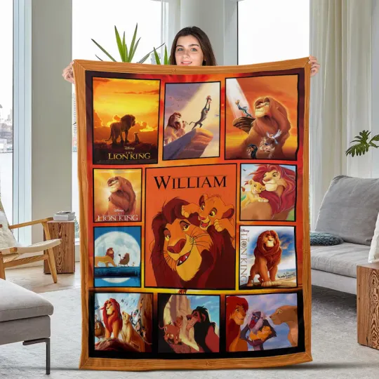 Disney Lion King Mufasa Simba & Friends Movie Scenes Customize Fleece Blanket