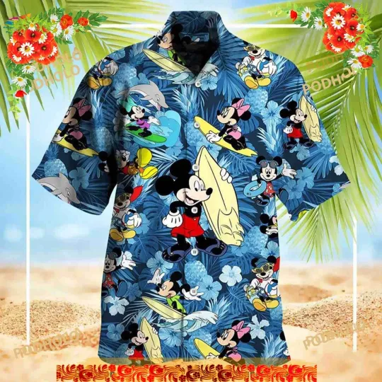 Discover Disney Hawaiian Shirt Disney Mickey Mouse Hawaiian Tropical Aloha Button-up