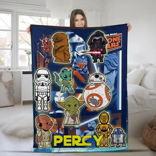Discover Disney Star Wars Cute Cartoon Characters Galaxy Edge Customize Fleece Blanket