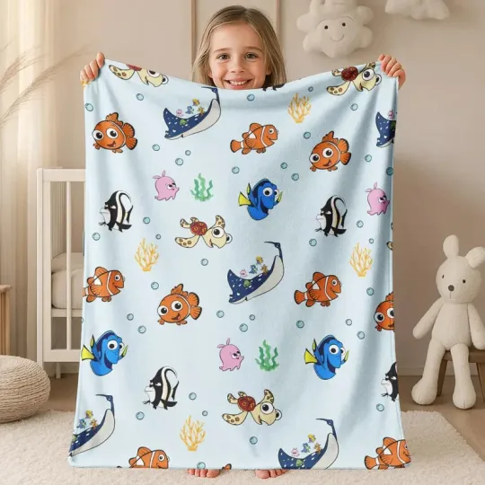 Discover Disney Finding Nemo Dory Into The Sea Blue Fleece Blanket