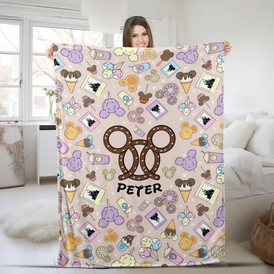 Discover Disney Mickey Holiday Snacks Christmas Magical Park Customize Fleece Blanket
