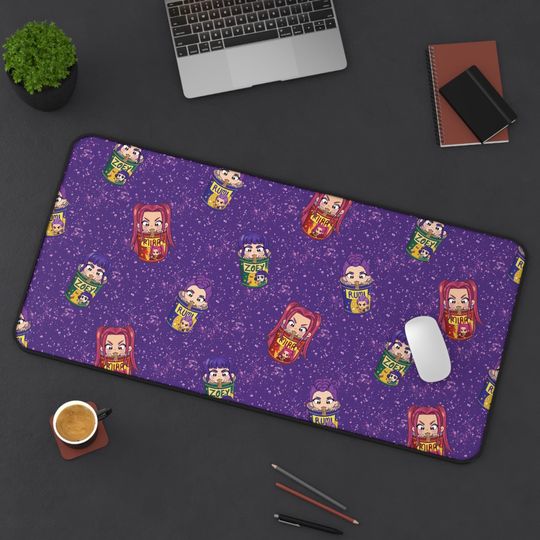 Discover Kpop Demon Hunters Gamer Mouse Pad Chibi Rumi, Zoey & Mira Anime Desk Mat, Cute Kpop Merch Gift for Gamers