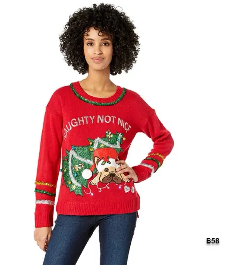 Discover Blizzard Bay Women's Kris Kringle Tunic Hockey Jersey Ugly Christmas Sweater Sm