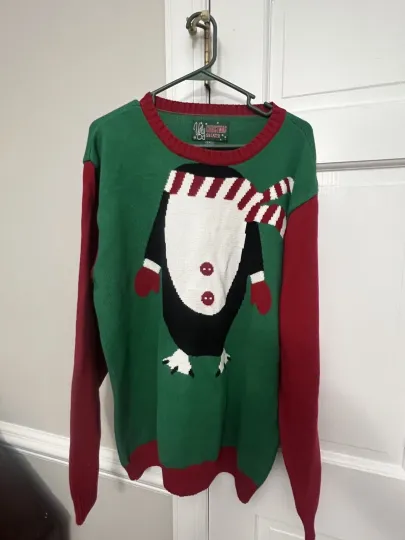 Ugly Christmas Sweater XXL Holiday Time Penguins Christmas Winter Party Ugly Red