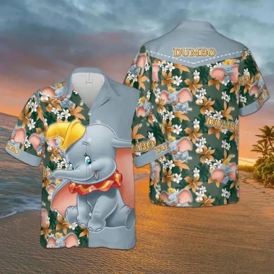 Discover Disney Dumbo Tropical Summer Vacation Aloha Hawaiian Shirt