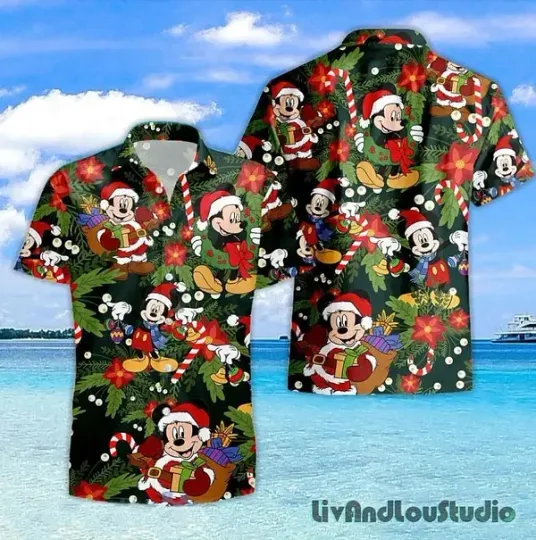 Discover Disney Christmas Tropical Festive Mickey Holiday Hawaiian Shirt S-5XL