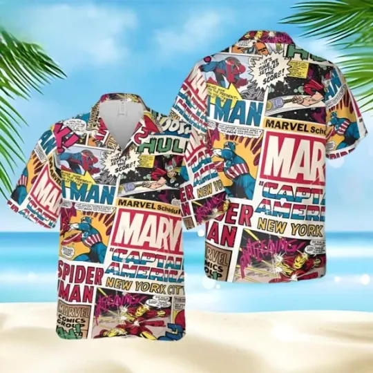 Disney Marvel Superhero Comic Retro Hawaiian Shirt