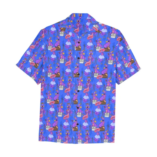 Discover Disney Haunted Mansion Figment Halloween Neon Blue Hawaiian Shirt