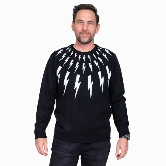 Adult Unisex Schitts Creek David Character Lightning Bolt Ugly Christmas Sweater