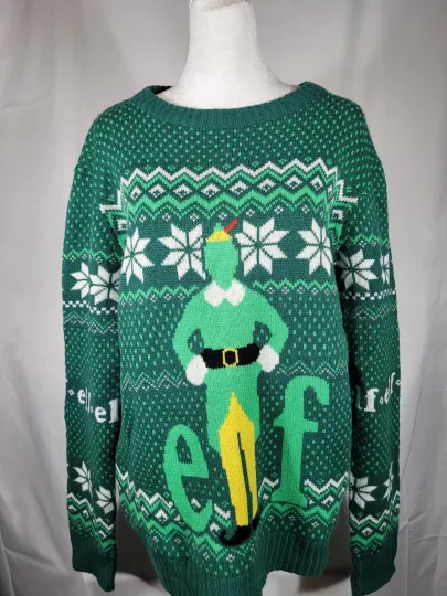 Discover Elf the Movie Green Ugly Christmas Sweater Size Large