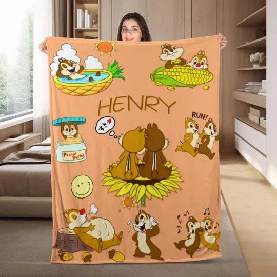 Discover Disney Chip And Dale Best Duo Cute Activities Customize Fleece Blanket