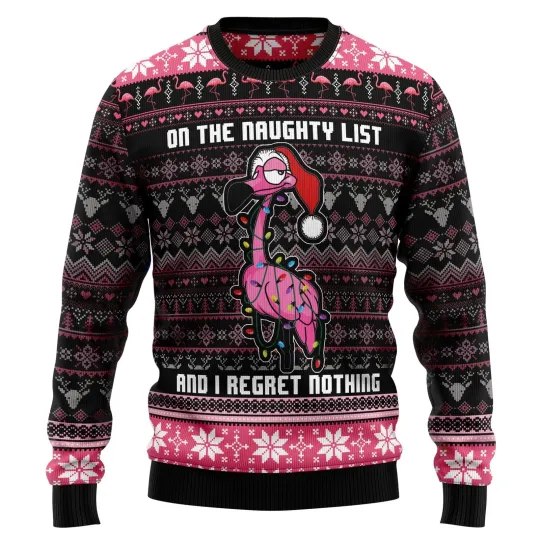 Discover Flamingo Naughty List Sweater Christmas Unisex - Ugly Christmas Sweater