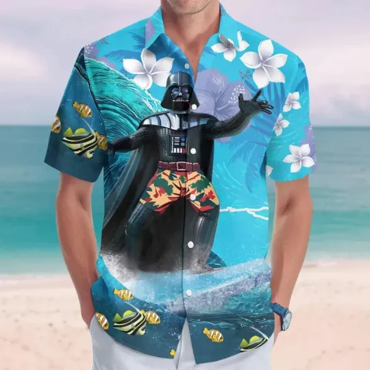Discover Disney Star Wars Darth Vader Surfing Tropical Summer Hawaiian Shirt