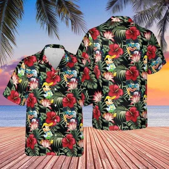 Discover Disney Summer Beach Mickey Mouse Tropical Disney Black Aloha Hawaiian Shirt